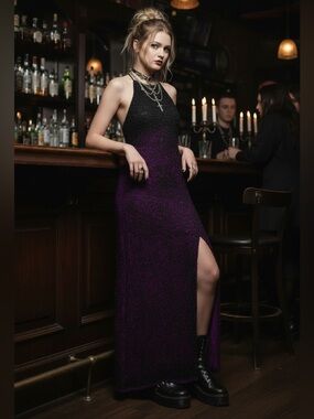 Marina Bresler Beaded Purple Goth Prom Gown 12 witchy vampy